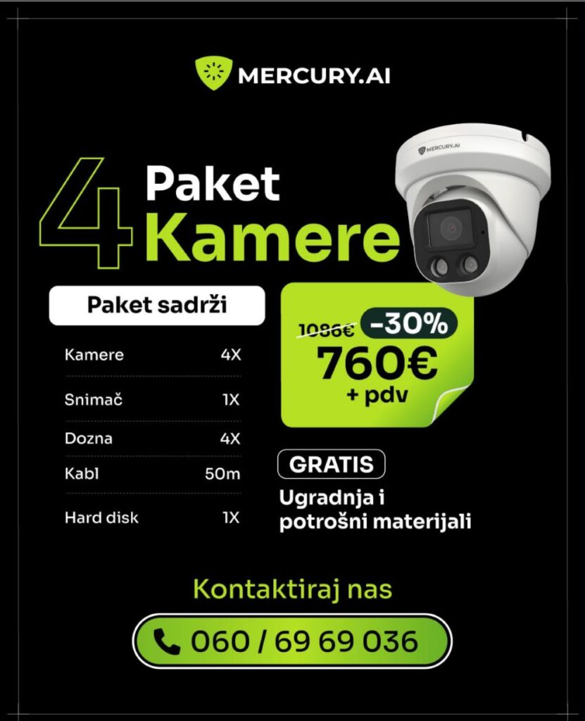Velika akcija Mercury.AI paketa video nadzora – savremena zaštita prostora